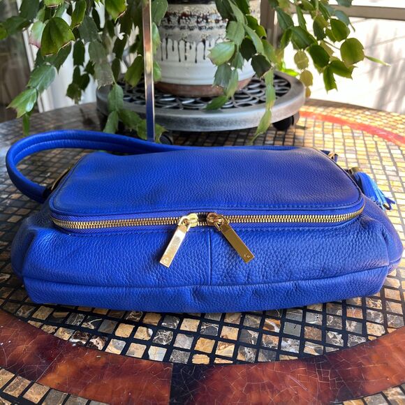 G.I.L.I. Haloguard Blue Leather Multi Pocket Travel RFID Shoulder Bag NWOT - Picture 4 of 12